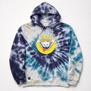 Ripndip Lord Nermal Tie Dye Hoodie Blue Graphic Pullover Size L